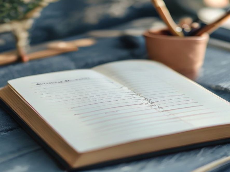 Educational workbook with writing and planning exercises for nutrition learning